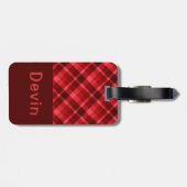  Ruby Red Plaid Monogram Bagagelabel (Achterkant horizontaal)
