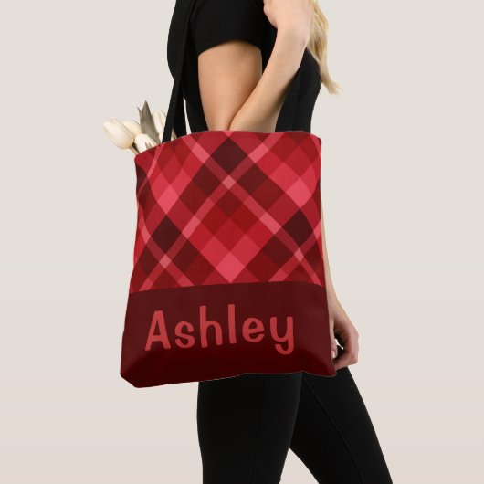  Ruby Red Plaid Monogram Canvas tas (Dichtbij)