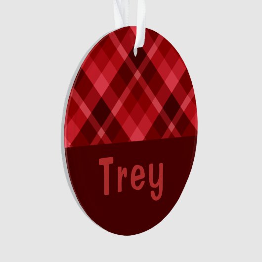 Ruby Red Plaid Monogram Cirkel Acryl Ornament (voorkant)