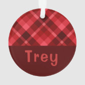 Ruby Red Plaid Monogram Cirkel Acryl Ornament (achterkant)