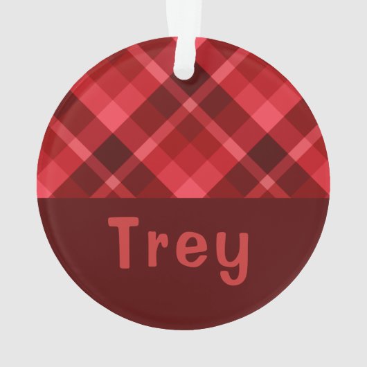 Ruby Red Plaid Monogram Cirkel Acryl Ornament (achterkant)