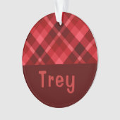 Ruby Red Plaid Monogram Cirkel Acryl Ornament (voorkant)