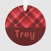 Ruby Red Plaid Monogram Cirkel Acryl Ornament (voorkant)