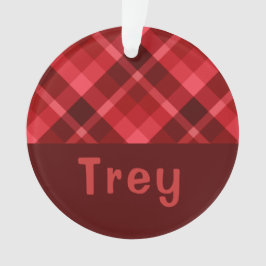 Ruby Red Plaid Monogram Cirkel Acryl Ornament