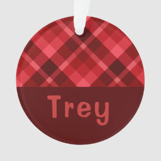 Ruby Red Plaid Monogram Cirkel Acryl Ornament