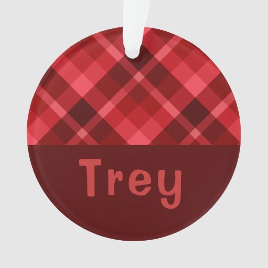 Ruby Red Plaid Monogram Cirkel Acryl Ornament (voorkant)