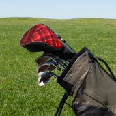 Ruby Red Plaid Monogram Golf Head Driver Hoesje Golfheadcover (Insitu)