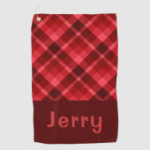 Ruby Red Plaid Monogram Golfhanddoek (Voorkant)