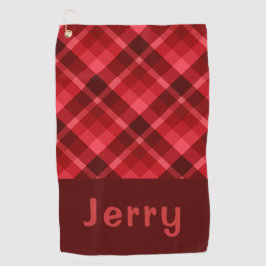 Ruby Red Plaid Monogram Golfhanddoek