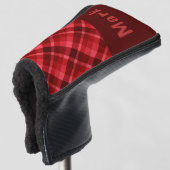 Ruby Red Plaid Monogram Golfkop Putter Hoesje Golfheadcover (3/4 voorkant)