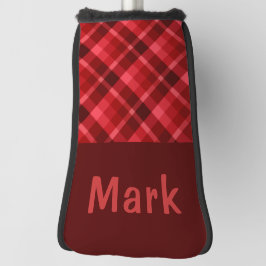 Ruby Red Plaid Monogram Golfkop Putter Hoesje Golfheadcover