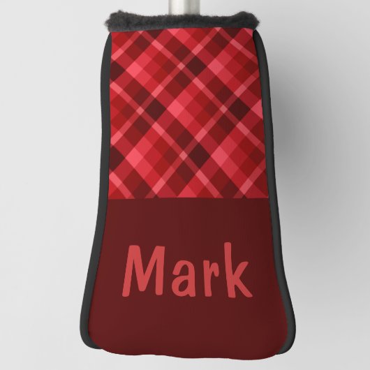 Ruby Red Plaid Monogram Golfkop Putter Hoesje Golfheadcover (Draai 90)