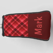 Ruby Red Plaid Monogram Golfkop Putter Hoesje Golfheadcover (Voorkant)