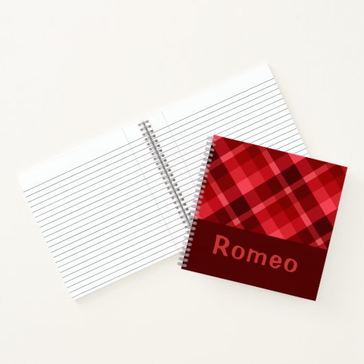 Ruby Red Plaid Monogram Klein Notitieboek (Binnen)