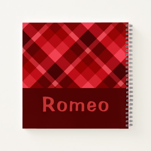 Ruby Red Plaid Monogram Klein Notitieboek (Achterkant)