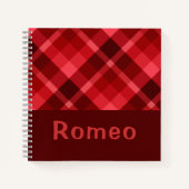 Ruby Red Plaid Monogram Klein Notitieboek (Voorkant)