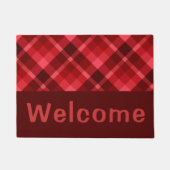 Ruby Red Plaid Monogram Kleine Deurmat (Voorkant)