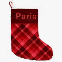 Ruby Red Plaid Monogram Kleine Kerstkous
