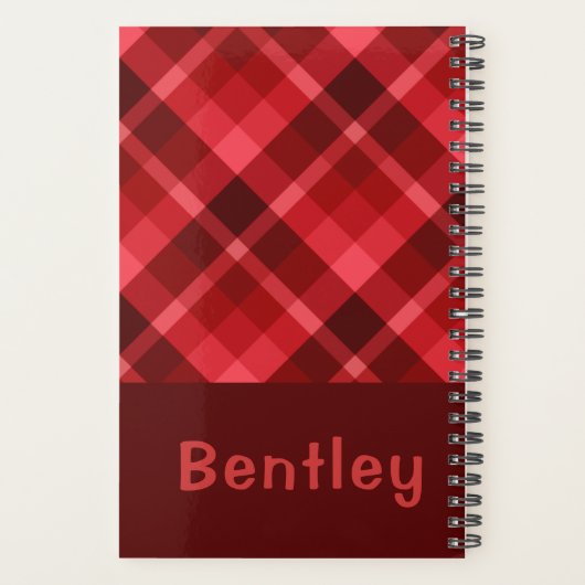  Ruby Red Plaid Monogram Kleine Planner (Achterkant)