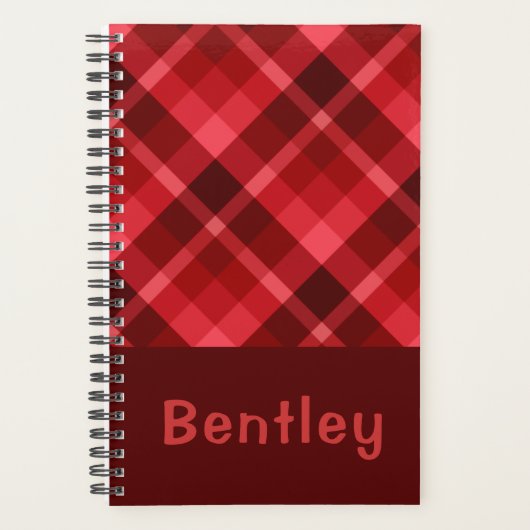  Ruby Red Plaid Monogram Kleine Planner (Voorkant)