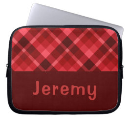  Ruby Red Plaid Monogram Laptophoes Laptop Sleeve