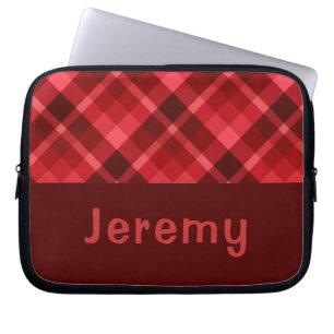 Ruby Red Plaid Monogram Laptophoes Laptop Sleeve