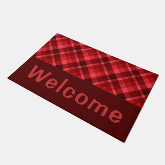 Ruby Red Plaid Monogram Medium Deurmat (Schuin)