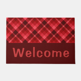 Ruby Red Plaid Monogram Medium Deurmat
