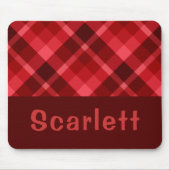  Ruby Red Plaid Monogram Mousepad Muismat (Voorkant)