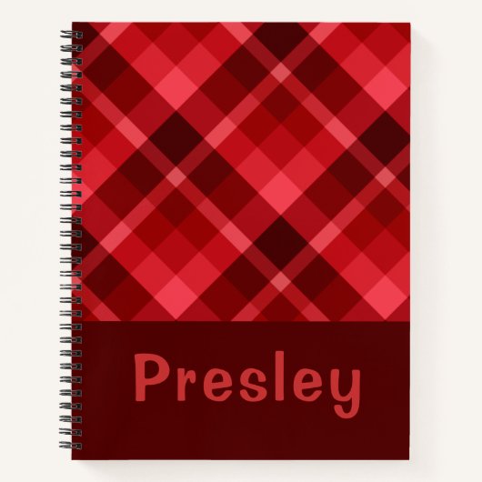  Ruby Red Plaid Monogram Notitieboek (Voorkant)