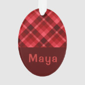 Ruby Red Plaid Monogram Ovaal Acryl Ornament (achterkant)