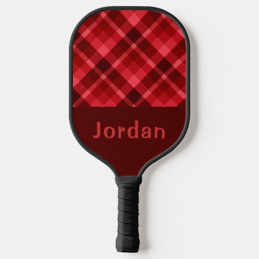  Ruby Red Plaid Monogram Pickleball Paddle (Achterkant)