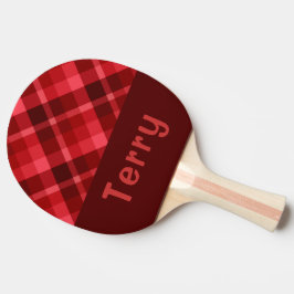 Ruby Red Plaid Monogram Ping Pong Paddle Tafeltennisbatje