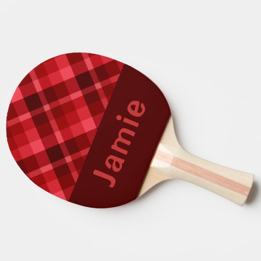 Ruby Red Plaid Monogram Ping Pong Paddle Tafeltennisbatje (Zijkant)