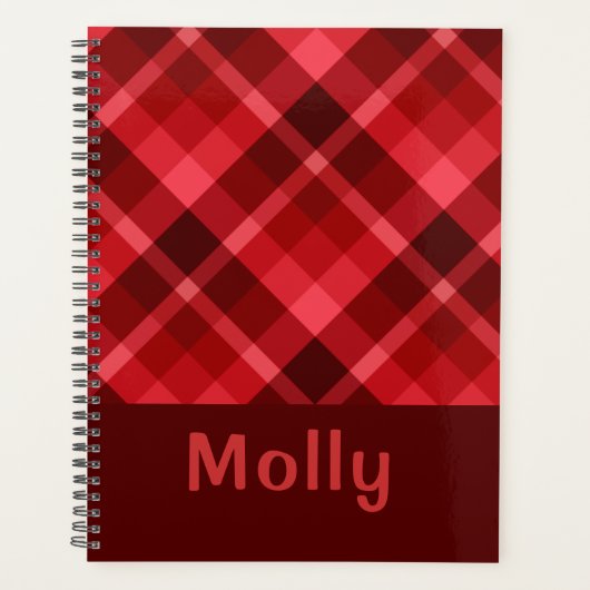 Ruby Red Plaid Monogram Planner (Voorkant)
