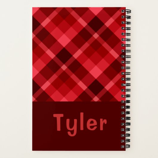  Ruby Red Plaid Monogram Spiral Notitieboek (Achterkant)