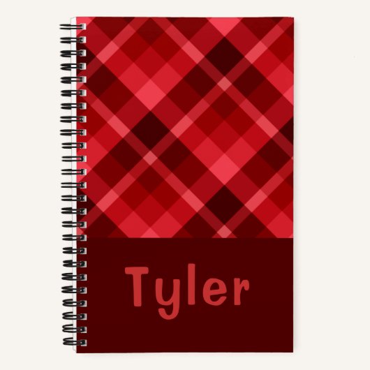 Ruby Red Plaid Monogram Spiral Notitieboek (Voorkant)
