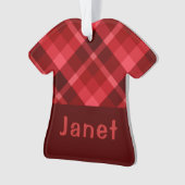 Ruby Red Plaid Monogram T-shirt Acryl Ornament (voorkant)