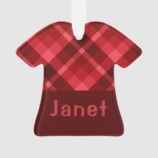 Ruby Red Plaid Monogram T-shirt Acryl Ornament (achterkant)