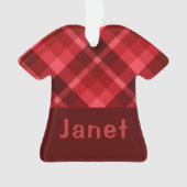 Ruby Red Plaid Monogram T-shirt Acryl Ornament (voorkant)