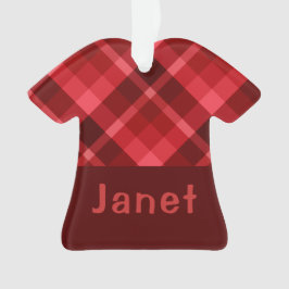 Ruby Red Plaid Monogram T-shirt Acryl Ornament