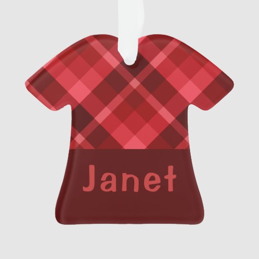 Ruby Red Plaid Monogram T-shirt Acryl Ornament (voorkant)