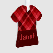 Ruby Red Plaid Monogram T-shirt Acryl Ornament (voorkant)