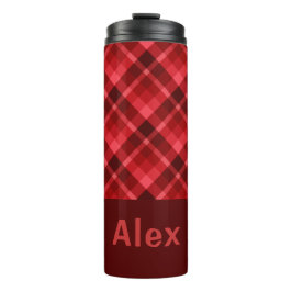 Ruby Red Plaid Monogram Thermische Tumbler Thermosbeker