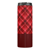 Ruby Red Plaid Monogram Thermische Tumbler Thermosbeker (Achterkant)