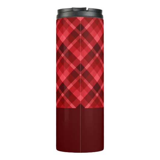  Ruby Red Plaid Monogram Thermische Tumbler Thermosbeker (Achterkant)