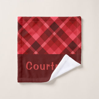  Ruby Red Plaid Monogram Washandje