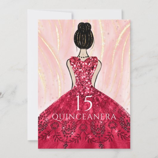 Ruby Red Princess Dress Quinceanera Party Kaart (Voorkant)