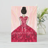 Ruby Red Princess Dress Quinceanera Party Kaart (Staand voorkant)