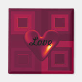 Ruby Red Puffy Heart Magneet (Voorkant)